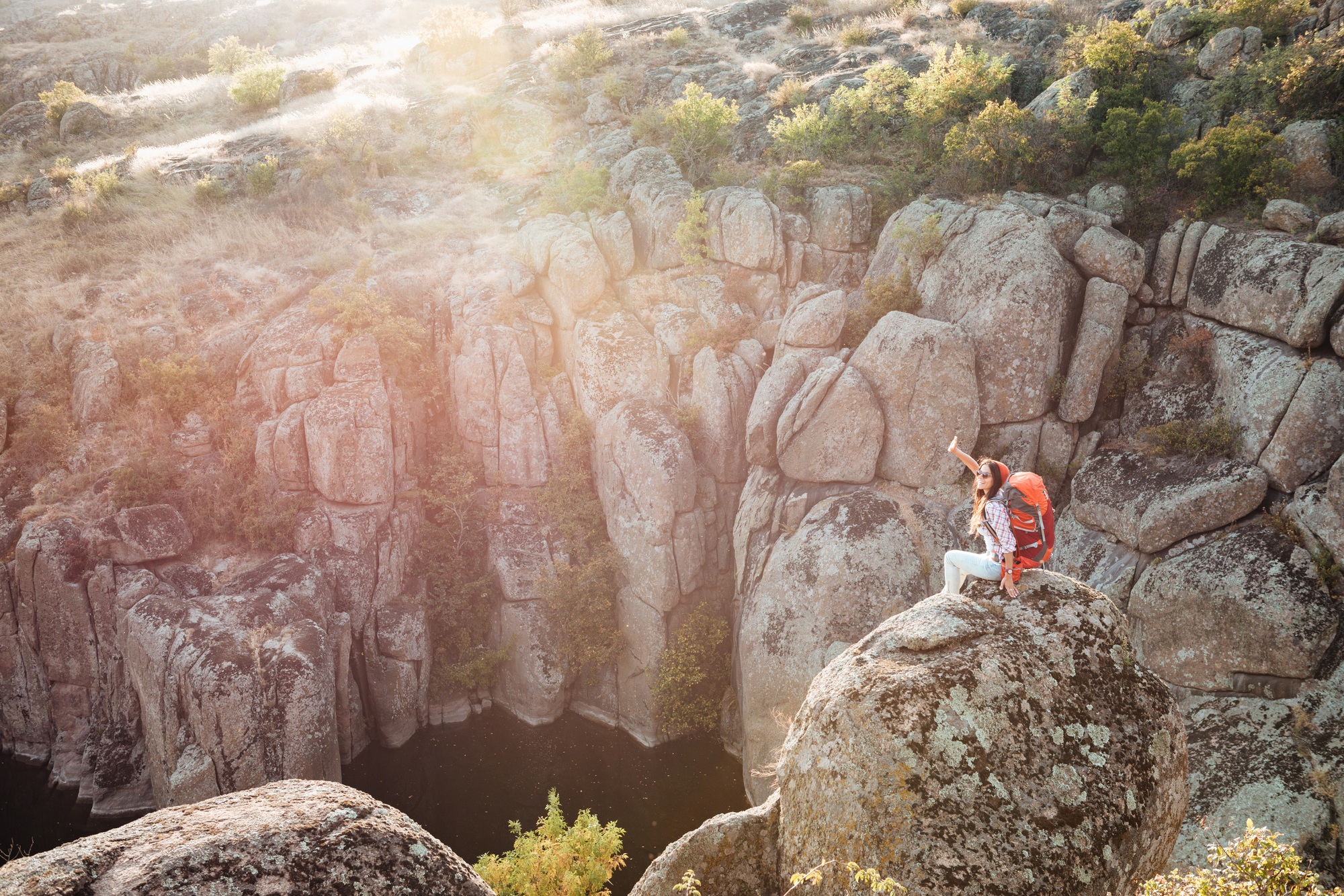 Sunny image of adventure woman